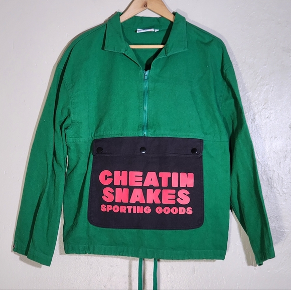 Cheatin Snakes Other - Cheatin Snakes Green Pullover with Black Pocket and Red Text